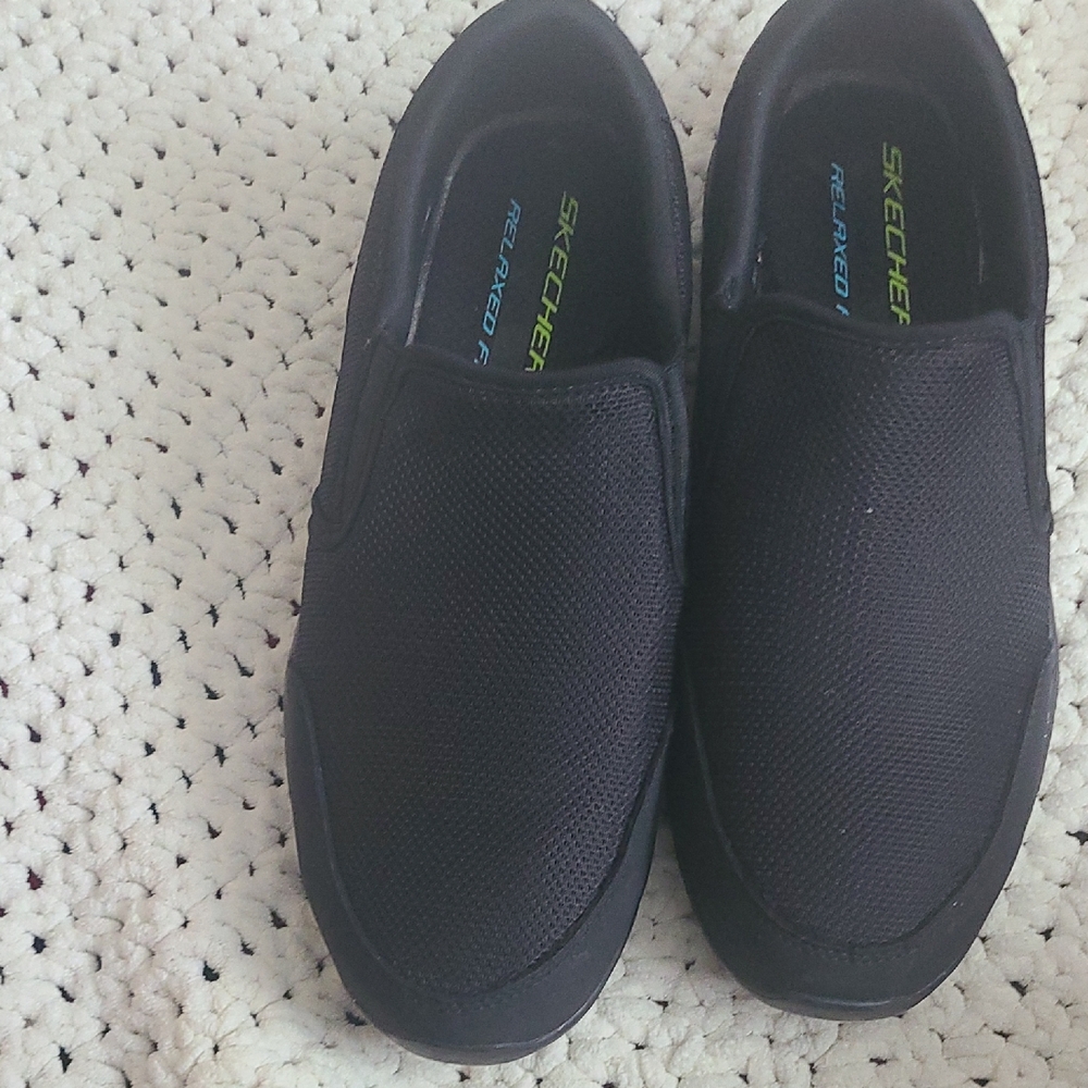 Skechers Black Mesh Slip-Ons
